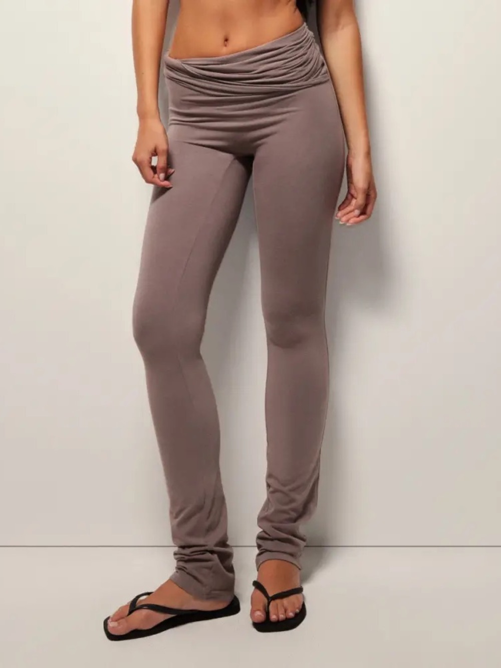 Khy Asymmetrical Fold Over Leggings Truffle Size XXS